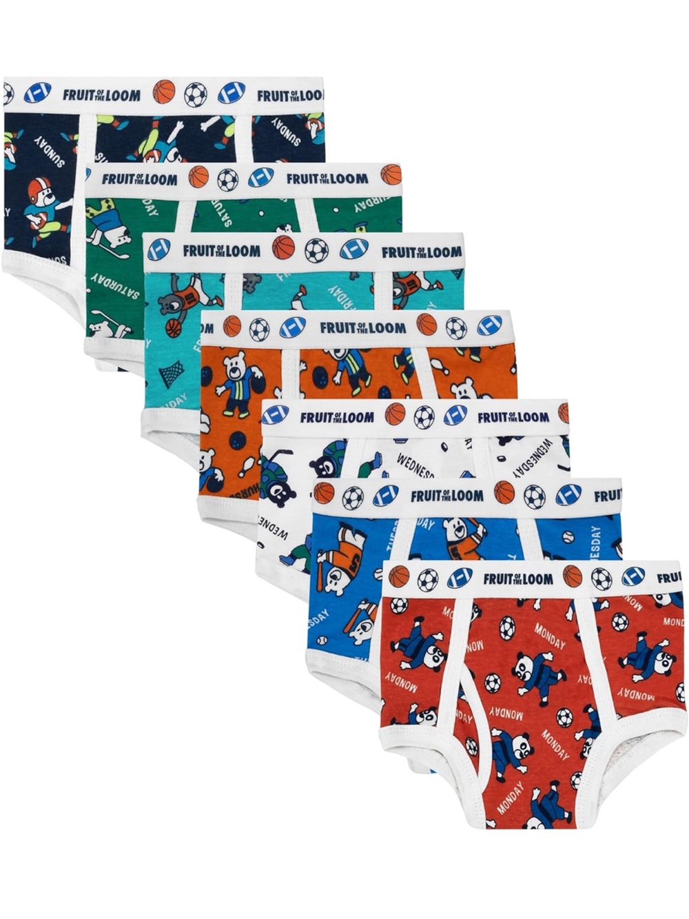 Fruit Of The Loom Toddler Boys 100% Cotton Underwear Briefs 7 Pack